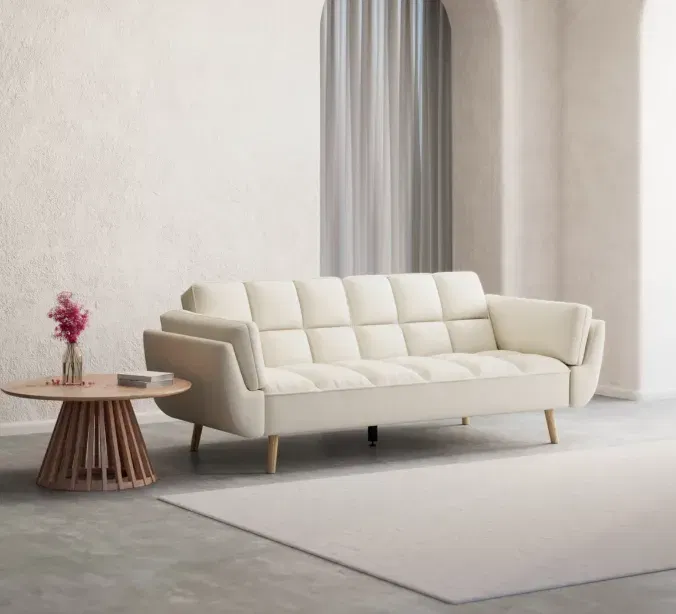 Bessagi Home Schlafsofa Cora Creme Webstoff für 212,00 € inkl. Versand (statt 399,00 €)