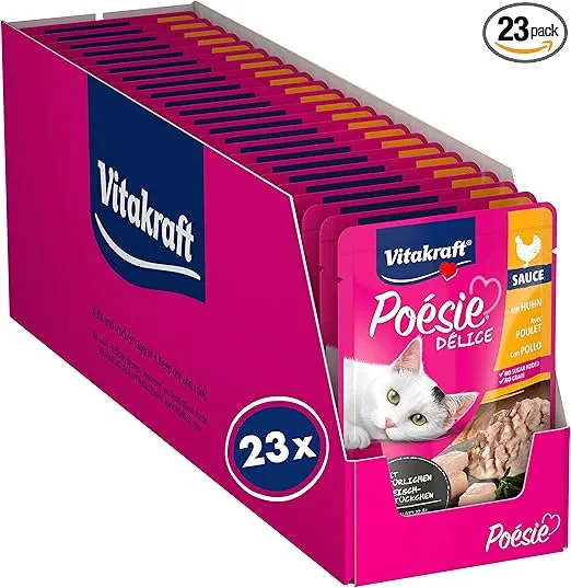 Vitakraft Poésie Délice Nassfutter Katze Katzennassfutter in Sauce mit Huhn (23x85g) ab 9,01 € inkl. Prime-Versand (statt 15,00 €)