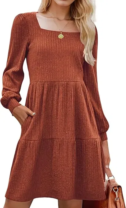 ZEAGOO Damen Herbstkleid A Linie (6 Farben, Gr. S bis XXL) für 12,00 € inkl. Prime-Versand (statt 19,99 €)