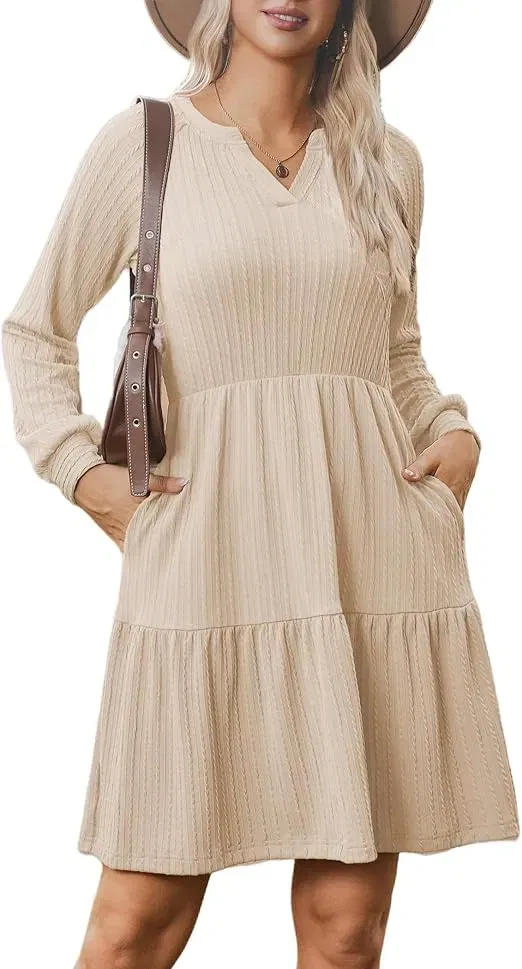 Zeagoo Damen Langarm Kleid (7 Farben, Gr. S bis XXL) für 12,49 € inkl. Prime-Versand (statt 24,99 €)