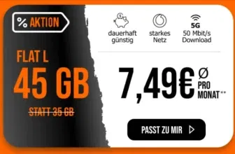 Vodafone Allnet 45GB 5G für effektiv 7,49€ bei LogiTel