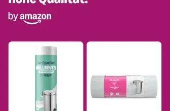 Vergleich alter und neuer Verpackung von by Amazon Müllbeuteln, Text Neuer Look