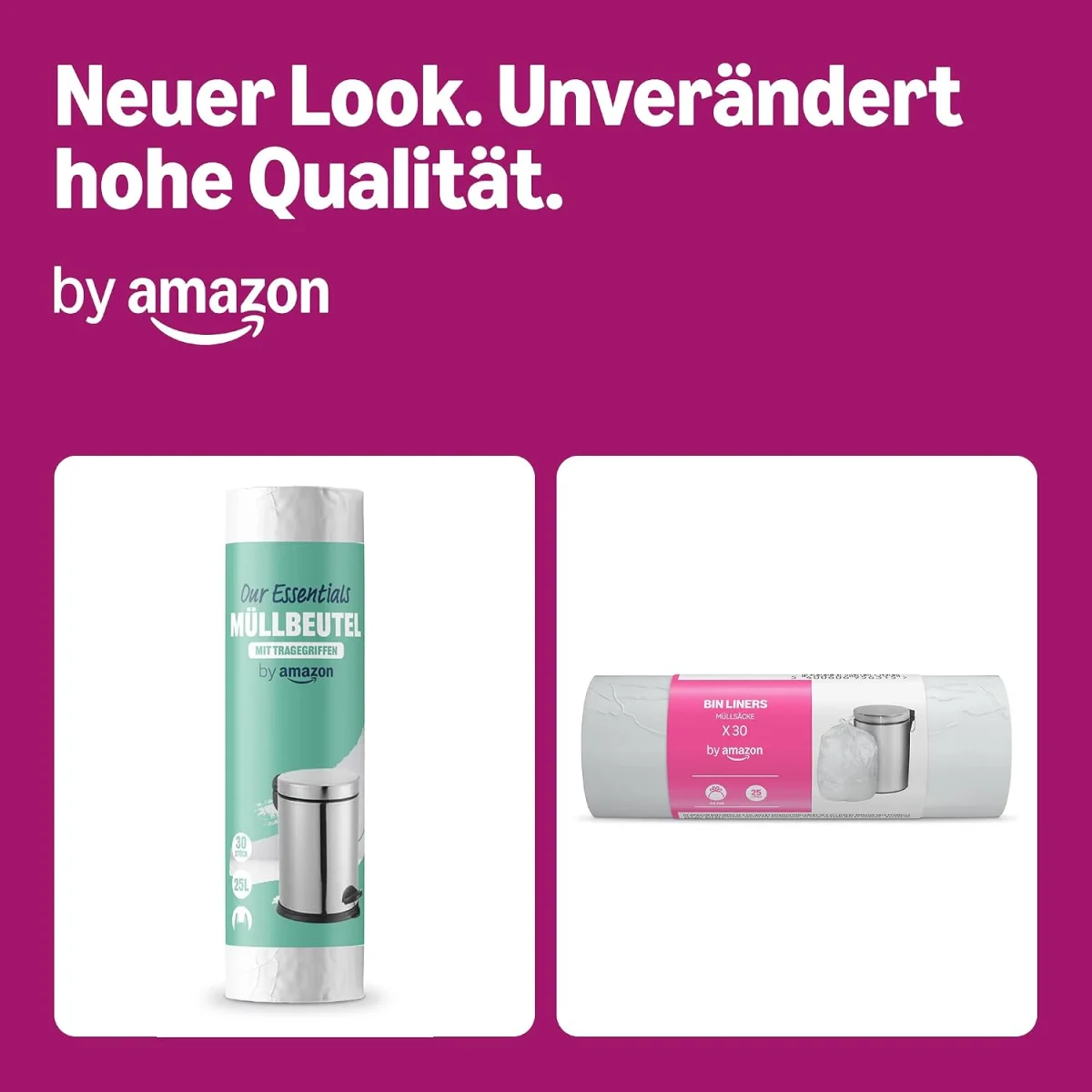 4x by Amazon Unparfümiert Müllbeutel  25l