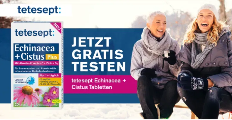 tetesept® Echinacea + Cistus Tabletten: Jetzt 20 Stück kostenlos testen