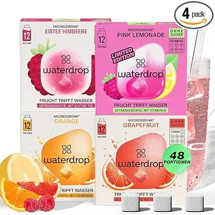waterdrop® Limonaden Set – 48 Waterdrop Würfel in 4 Limonaden Sorten – Zuckerfrei ab 17,99 € inkl. Prime-Versand (statt 32,00 €)