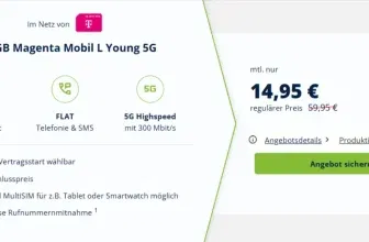🔥200 GB Telekom Magenta Mobil L Young 5G für 14,95€ mtl.