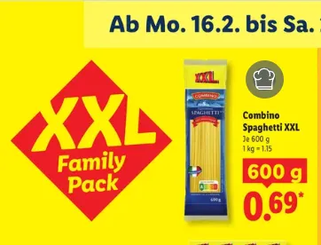 LIDL: Combino Nudeln 600g für nur 0,69€ pro Packung