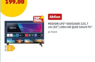 Medion 50 Zoll Fernseher Ultra HD QLED Smart-TV für 199 € (Penny ab 26.02.)