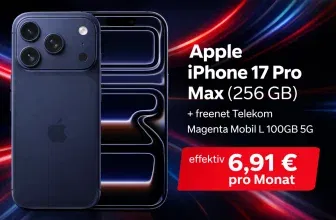 Schnäppchen, Deals und Rabattcodes des Tages - Apple iPhone 17 Pro Max 256 GB bei freenet Telekom Magenta Mobil L 100GB 5G