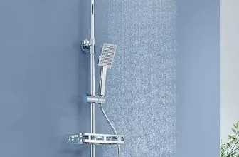 Schnäppchen, Deals und Rabattcodes des Tages - Auralum Regendusche ohne Duscharmatur Edelstahl Duschsystem mit Bohrfree Ablage Dusche Komplettset mit Messing Wasserteiler 25cmx25cm Duschkopf Höhenverstellbare Duschstange mit Regendusche Chrom