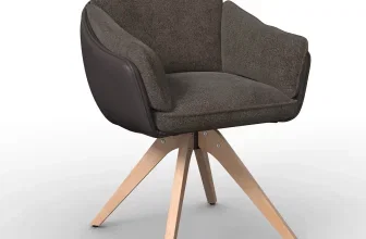 Bessagi Home Armlehnstuhl Alja Dunkelgrau Bouclé/Mikrofaser Drehbar