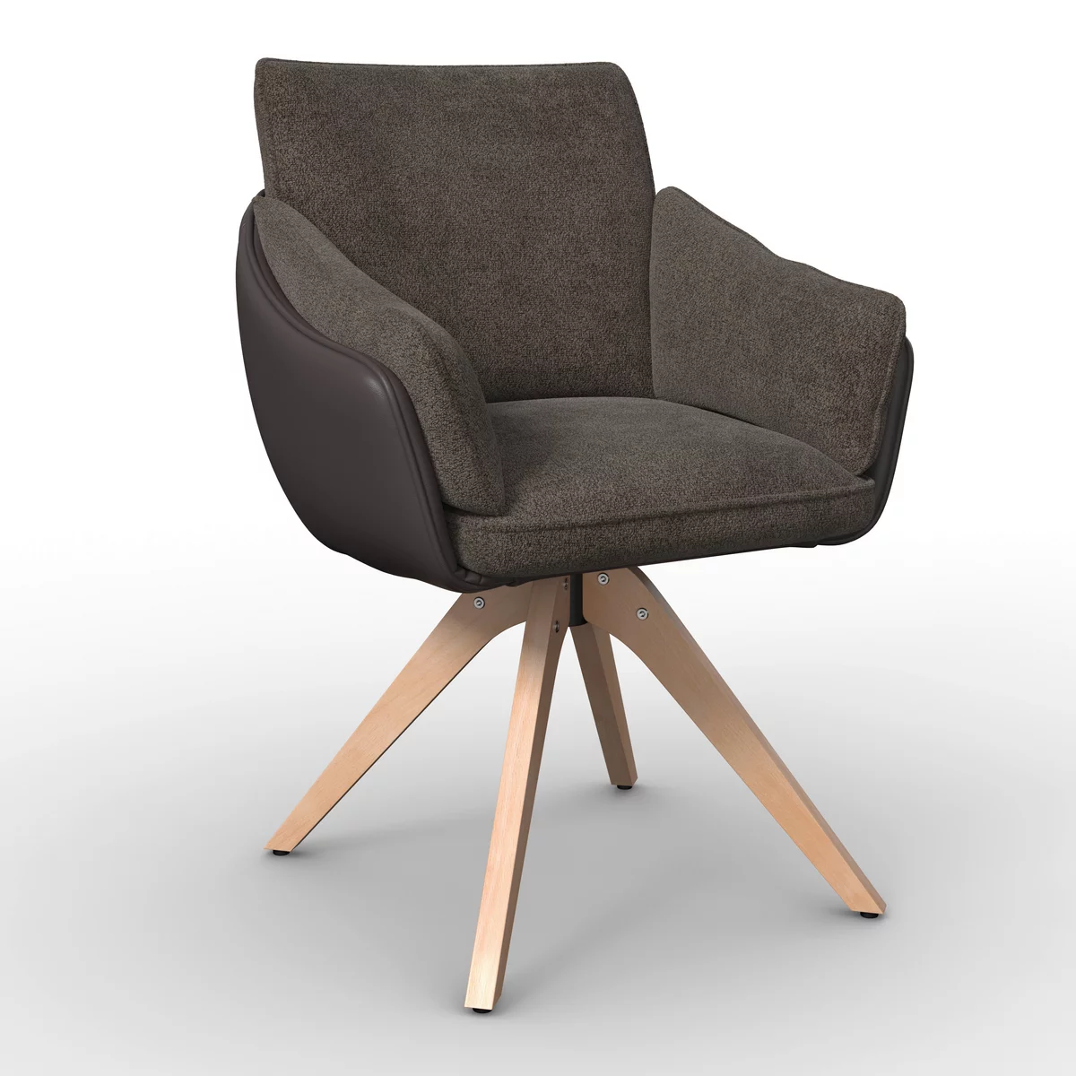 2x Bessagi Home Armlehnstuhl Alja Dunkelgrau Bouclé/Mikrofaser Drehbar