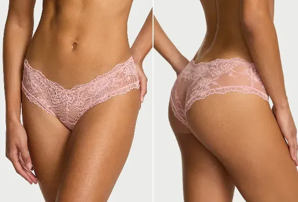 Schnäppchen, Deals Und Rabattcodes Des Tages - Schimmerndes Cheeky-Höschen Mit Hohem Beinausschnitt Und Rosenspitze In Königs-Pink