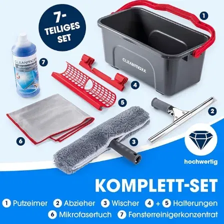 CLEANmaxx Fensterreiniger Set Fensterputzer Set (7-teilig) ab 15,99 € inkl. Prime-Versand (statt 28,50 €)