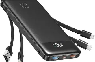 Schnäppchen, Deals und Rabattcodes des Tages - Charmast Power Bank 22.5W Powerbank 20000mAh mit 4 Kabel und LED Display USB-C PD3.0 QC4.0 Externe Handyakkus mit 6 Ausgängen Kompatibel mit iPhone 17 16 15 14 13 12 Pro Max Plus Samsung S24 Tablet
