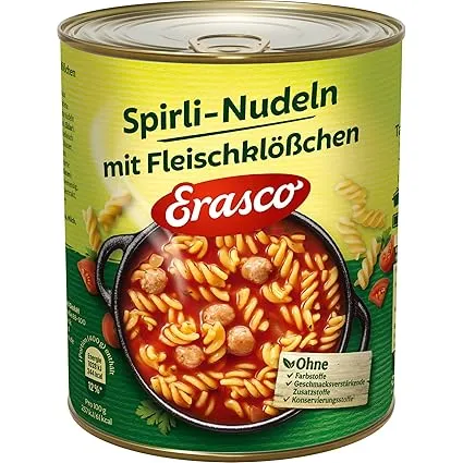 Erasco Spirli-Nudeln mit Fleischklößchen (800g) ab 2,37 € inkl. Prime-Versand