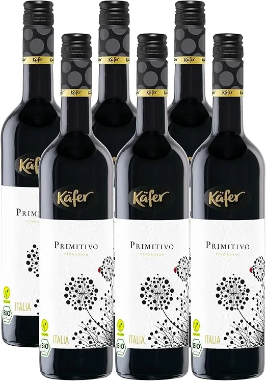 Feinkost Käfer Primitivo Rotwein Trocken 6er Pack (6x750ml) ab 18,83 € inkl. Prime-Versand