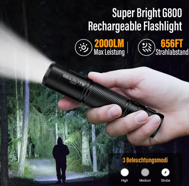 Schnäppchen, Deals und Rabattcodes des Tages - GEARLITE Led Taschenlampe Aufladbar 2 Pack
