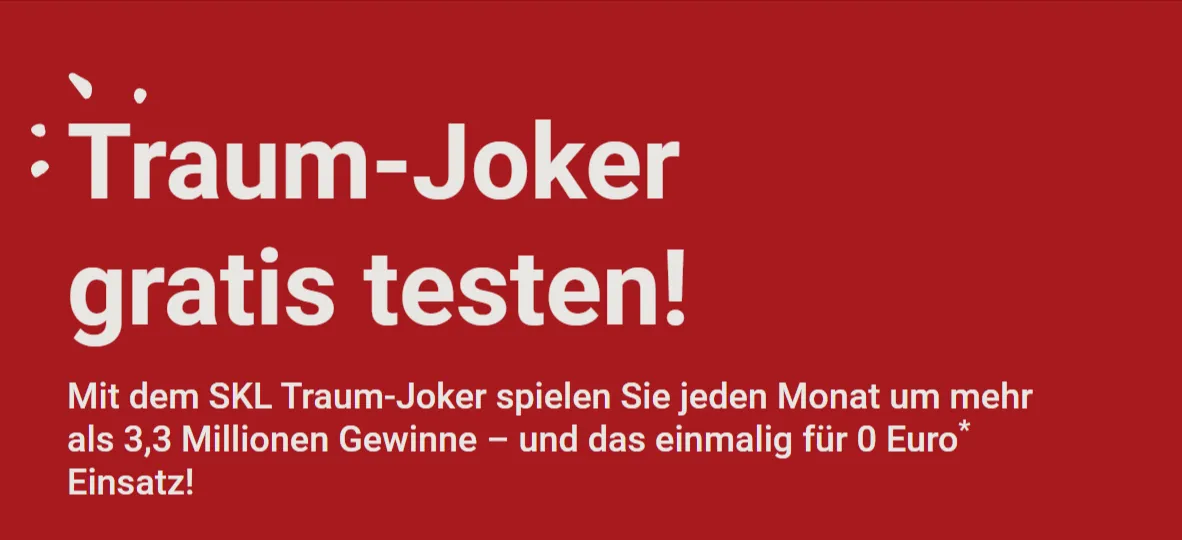 Gratis Los fuer SKL Traum Joker Schnäppchen, Deals und Rabattcodes des Tages: Gratis Los für SKL Traum Joker