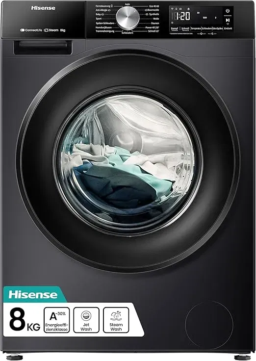 Hisense WF3S8043BB3 Waschmachine mit Dampffunkunktion (8kg, 1400 U/min) für 349,00 € inkl. Versand