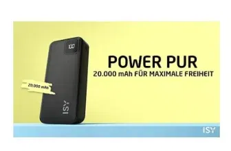 ISY Ipp-20001 Powerbank 20000 mAh Schwarz für 9,99 € inkl. Versand (statt 18,00 €)