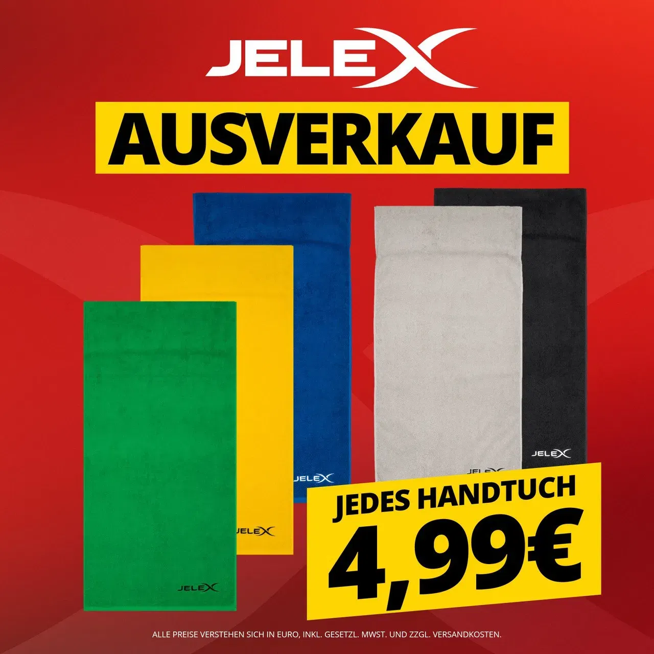 JELEX 100FIT Fitness Handtuch mit Zip-Tasche (12 Farben) für 4,99 € zzgl. 4,95 Versand