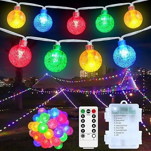 Lichterkette Außen Batteriebetrieben 12M 100LED Kugel Lichterkette für 9,00 € inkl. Prime-Versand (statt 18,99 €)