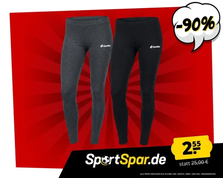 Lotto Damen Tights grau und schwarz auf rotem Hintergrund mit -90% Rabatt und Preis 2,55 € statt 25,00 €