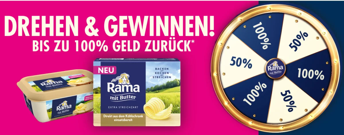 Rama Cashback: Bis zu 100 % und maximal 3,19 € zurück