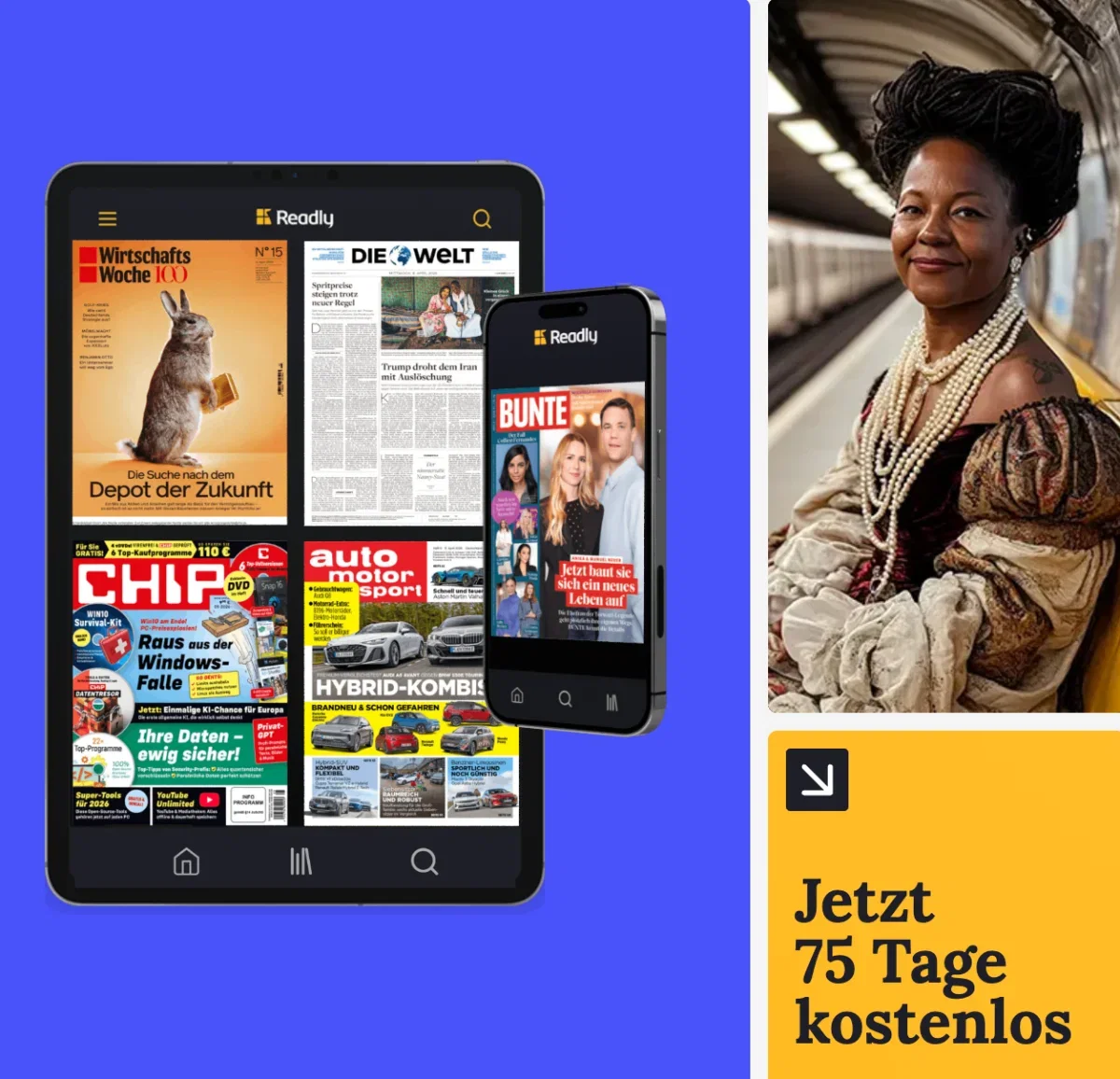 Gratis: 75 Tage Readly kostenlos testen -Tägliche News und tausende Magazine