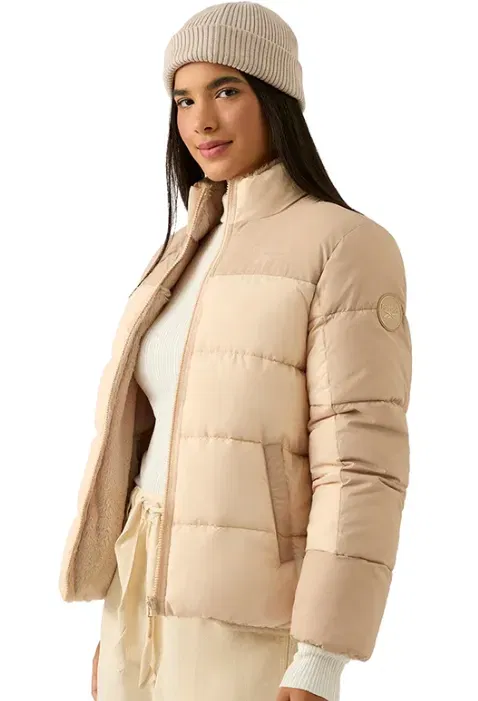 Reebok 2 in 1 Puffer Wendbare Damen Winterjacke RBO21100-Oatmeal (Gr. S bis XL) für 29,95 € inkl. Versand (statt 80,00 €)