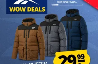 Reebok Parka Puffer Herren Winterjacke (3 Farben, Gr. S bis XL) für 34,94 € inkl. Versand (statt 59,99 €)