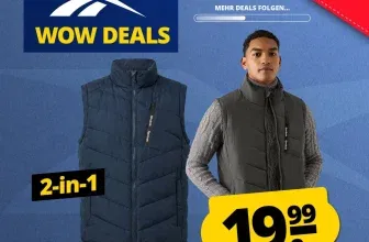 Schnäppchen, Deals und Rabattcodes des Tages - Reebok Puffer Vest 2-in-1 Herren Wende Weste