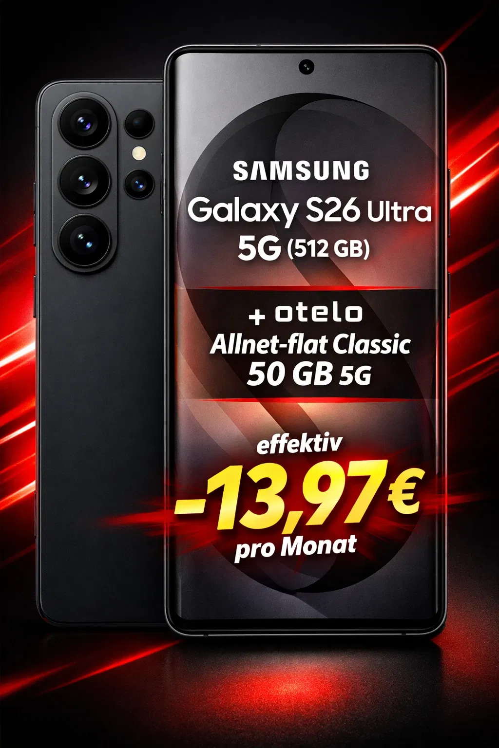 Logitel: Samsung Galaxy S26 Ultra 5G (512 GB) + otelo Allnet-flat Classic 50 GB 5G für 19,99 € / Monat + 643,99 € einmalig
