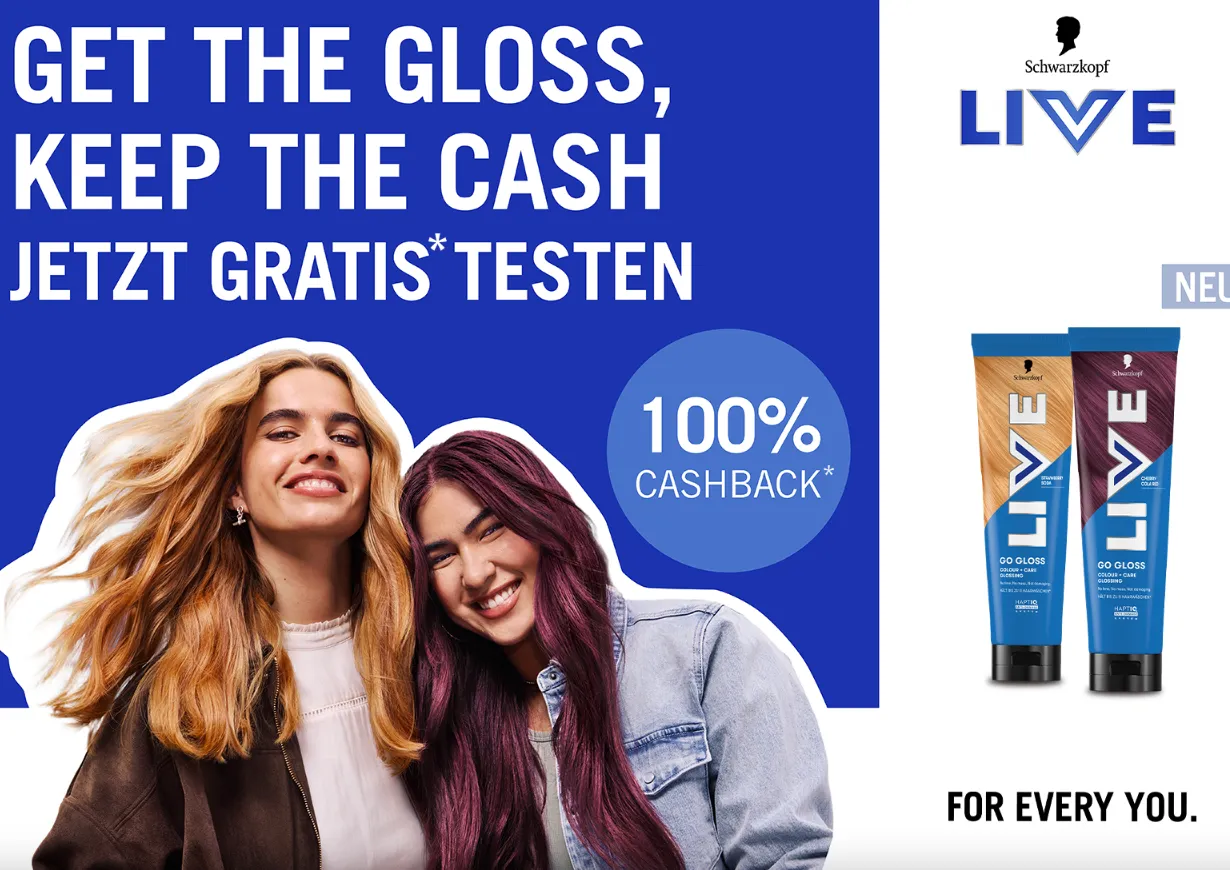 Schwarzkopf Live Go Gloss Gratis testen (100% Cashback ab 15.02.)