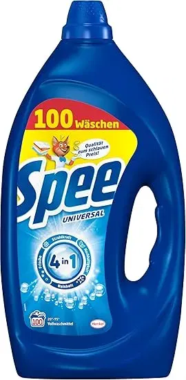 Spee Gel Universal 100 Waschladungen Fluessigwaschmittel mit 4 in 1 Formel Waschmittel vereint Reinheit Strahlkraft Frische Nachhaltigkeit 20° 95° C Schnäppchen, Deals Und Rabattcodes Des Tages - Spee Gel Universal 100 Waschladungen Flüssigwaschmittel
