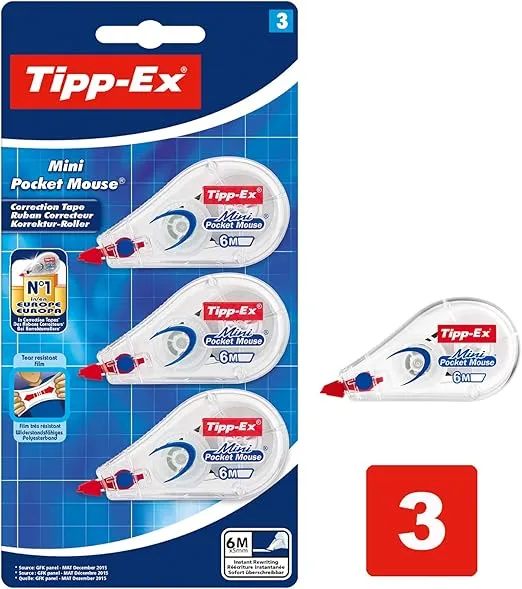 Tipp-Ex Mini Pocket Mouse Korrekturroller (6m x 5mm 3er Pack) für 4,99 € inkl. Prime-Versand (statt 7,77 €)