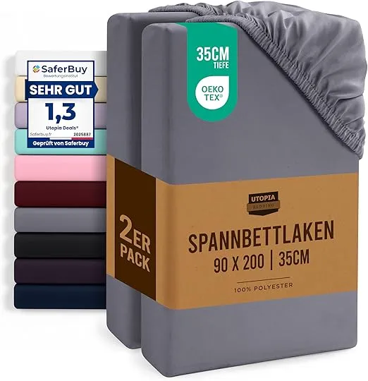 Utopia Bedding Spannbettlaken 2er Pack 90x200cm für 12,99 € inkl. Prime-Versand
