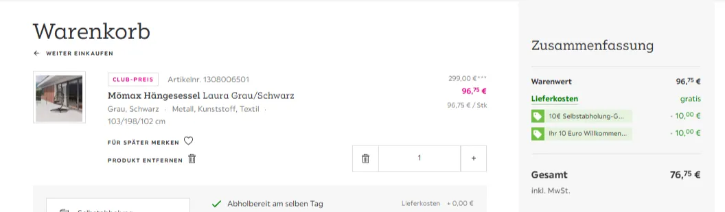Schnäppchen, Deals und Rabattcodes des Tages: Einkaufswagen mit Möbeln