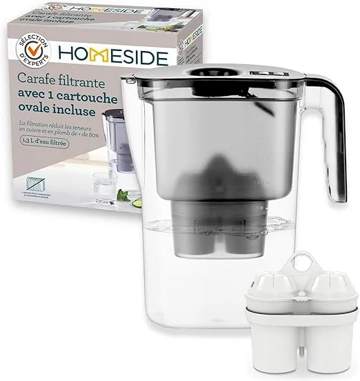 Wasserfilter Kanne Homeside Schwarz inkl. 1x Kalkfilterkartusche (2.6l) für 6,90 € inkl. Prime-Versand (statt 12,99 €)