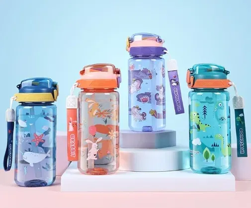 flintronic Trinkflasche Kinder Kindertrinkflasche mit Strohhalm (600ml, 4 Farben, BPA-frei) für 7,56 € inkl. Prime-Versand (statt 9,50 €)