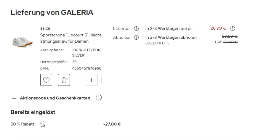 Galeria Rabattaktion: 50% EXTRA auf reduzierte Fashion – nur für registrierte Kunden!