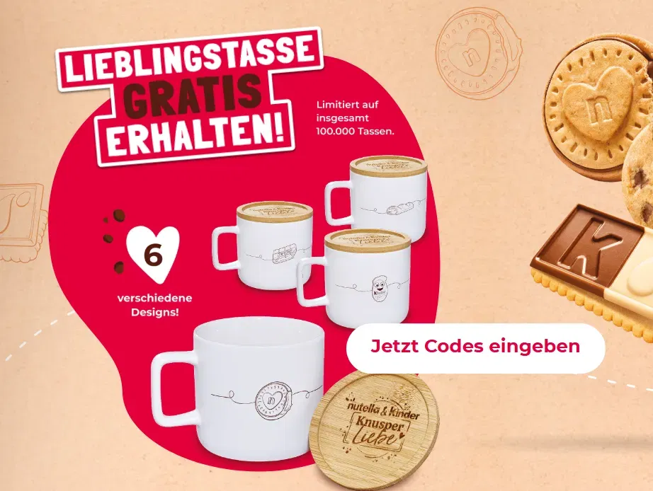 Ferrero Knusper Liebe 2026 – Gratis Lieblingstasse sichern (3 Aktionsprodukte  kaufen bis 31.05.)