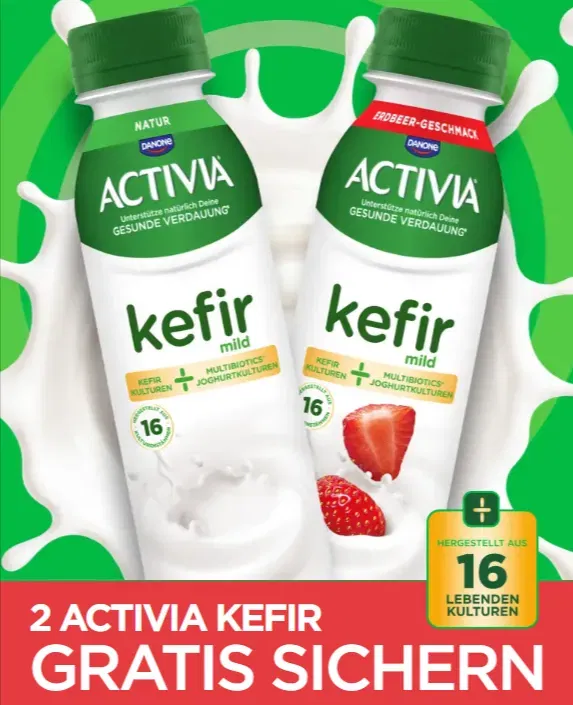 Activia Kefir gratis testen – bis zu 2,78€ Cashback für Erdbeer oder Natur sichern