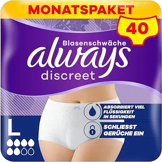 2x Always Discreet Inkontinenz-Höschen Normal Für Frauen L 40 Höschen ab 36,73 € inkl. Prime-Versand