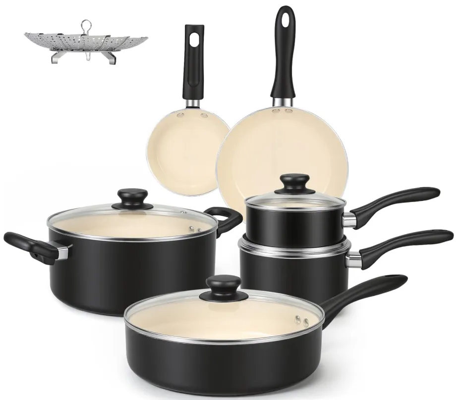 Amazon Basics 11-teiliges Keramik Kochgeschirr-Set