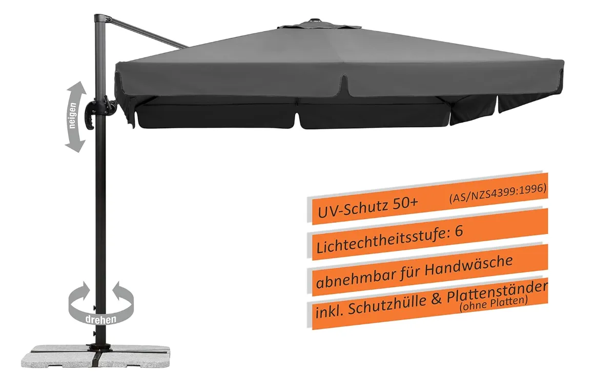 Amazon de Schneider Sonnenschirm Rhodos anthrazit Schnäppchen, Deals Und Rabattcodes Des Tages - Schneider Sonnenschirm Rhodos Anthrazit
