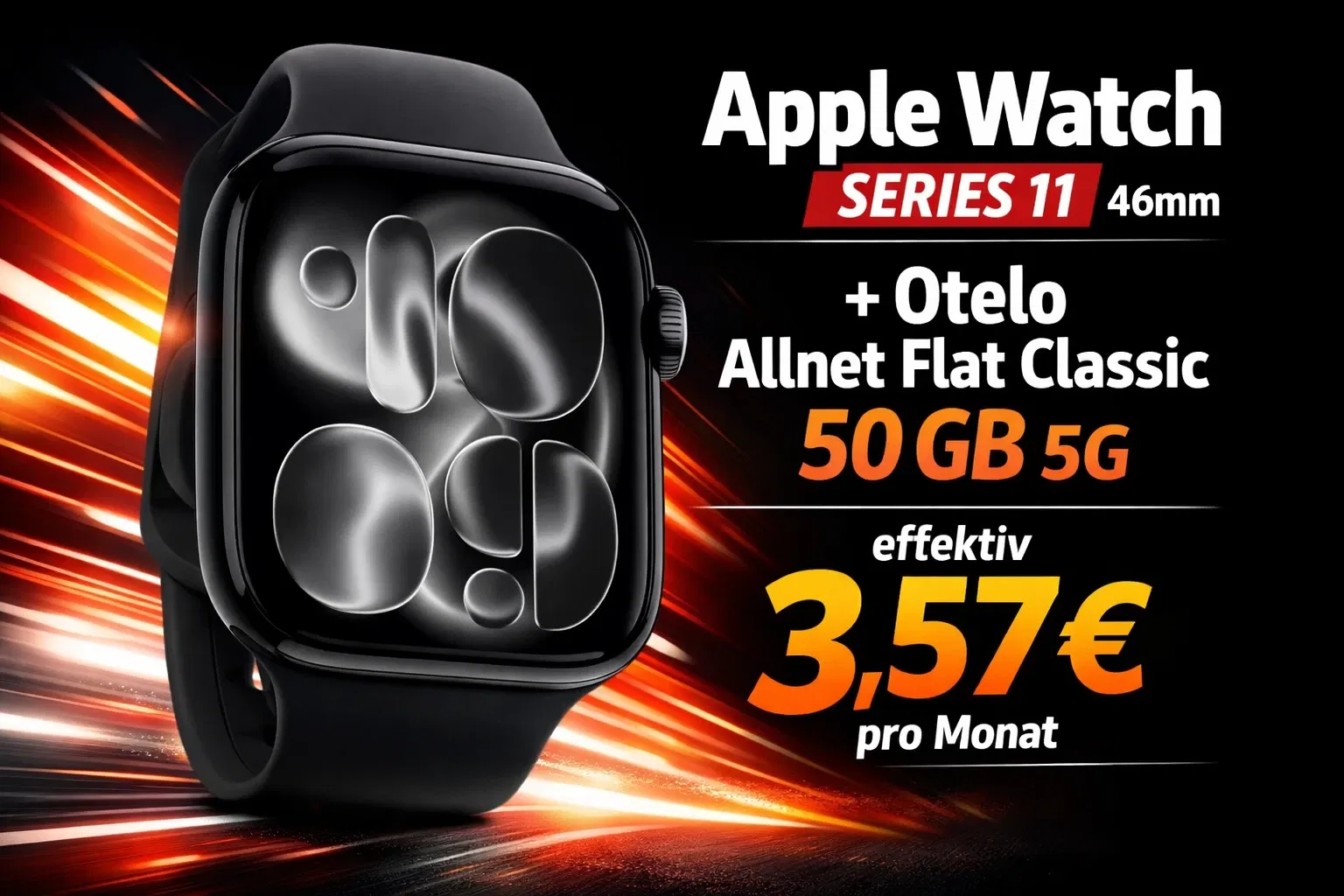 DEINHANDY: Apple Watch Series 11 46mm + Otelo Allnet Flat Classic 50 GB 5G für 19,99 € / Monat + 146,93 € einmalig