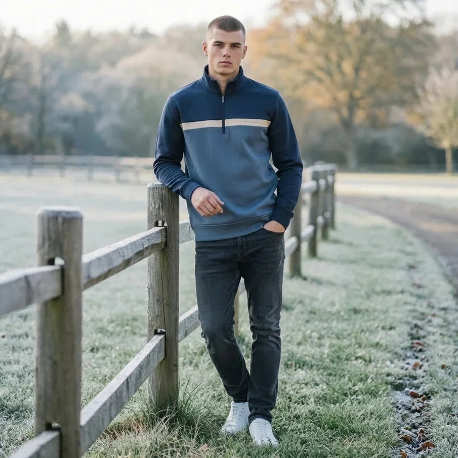 Ben Sherman Blue Two Tone Zip Herren Sweatshirt 1981080945 (Gr. S bis XL)