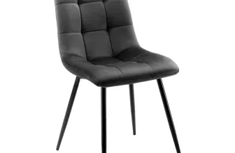 Bessagi Home Stuhl Suri Grau Samt Gepolstert